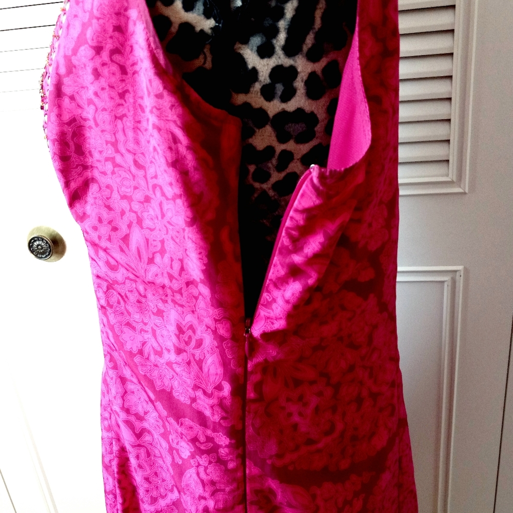 Logo Lori Goldstein pink silky look open cardigan with slash pockets siz… - Picture 6 of 10